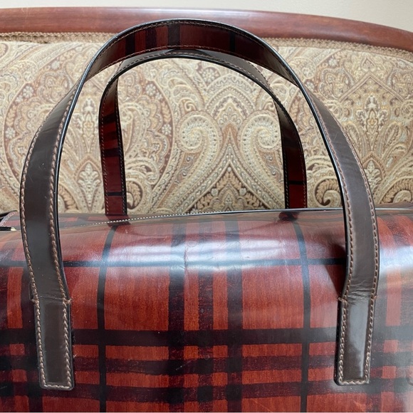 VTG Rare Burberry Brown House Check Top Handle Structured Bag Authentic w/ COA - Picture 3 of 16